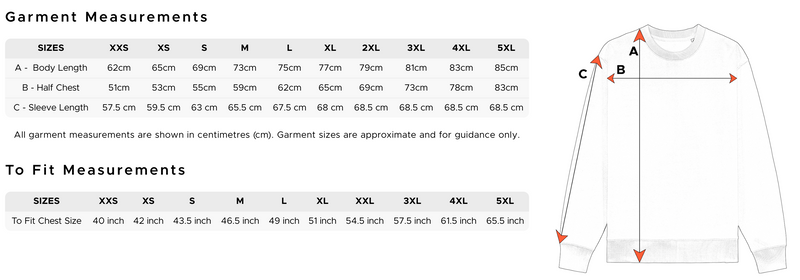Size chart for Stay Positive Sweater | 100% Cotton